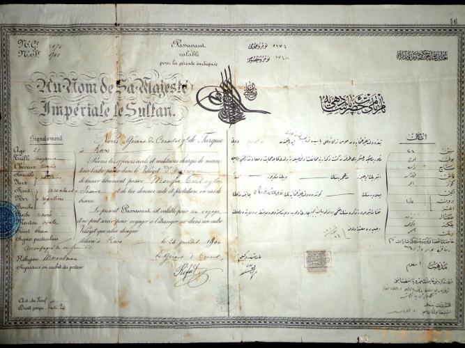 ottoman russian empire passport